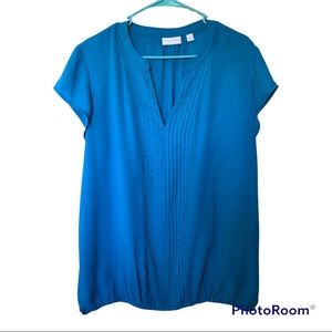 New York & Company Blue Short Sleeve Top Size XL